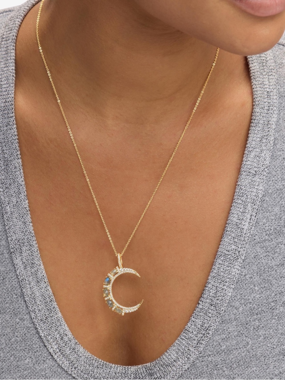 NWT Melinda Maria Gold “She’s an Icon Moon Necklace”
